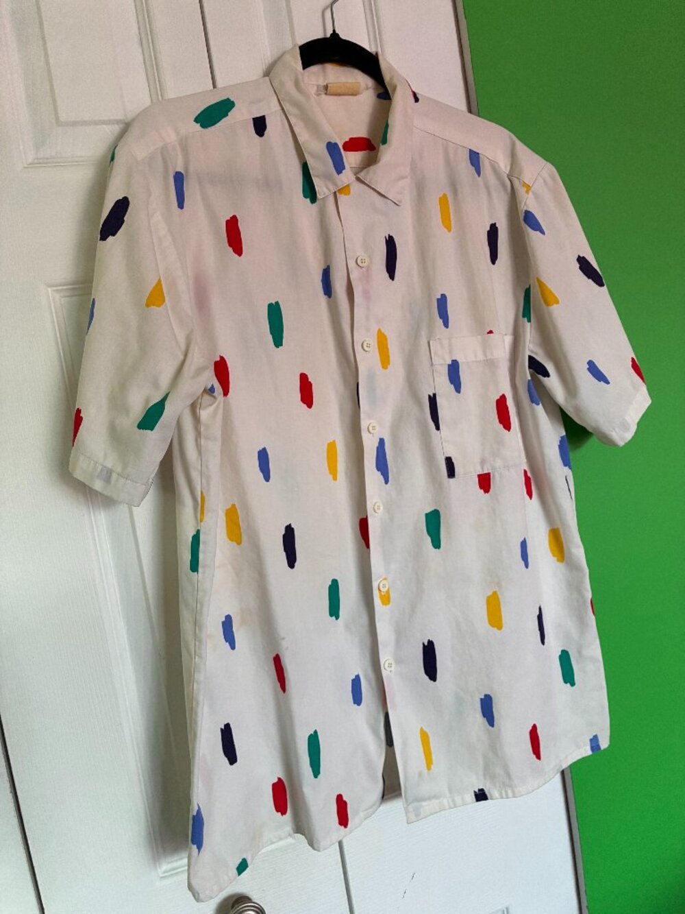 Unisex Vintage 80s 100% Cotton Button Up Size L/XL